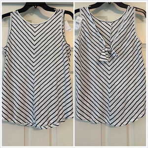 New LOFT Striped Tie Back Tank Top Size XS White Black Chevron Stripe